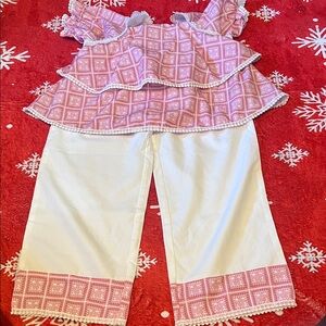 Adorable Pink and White Kids Pajama Set
